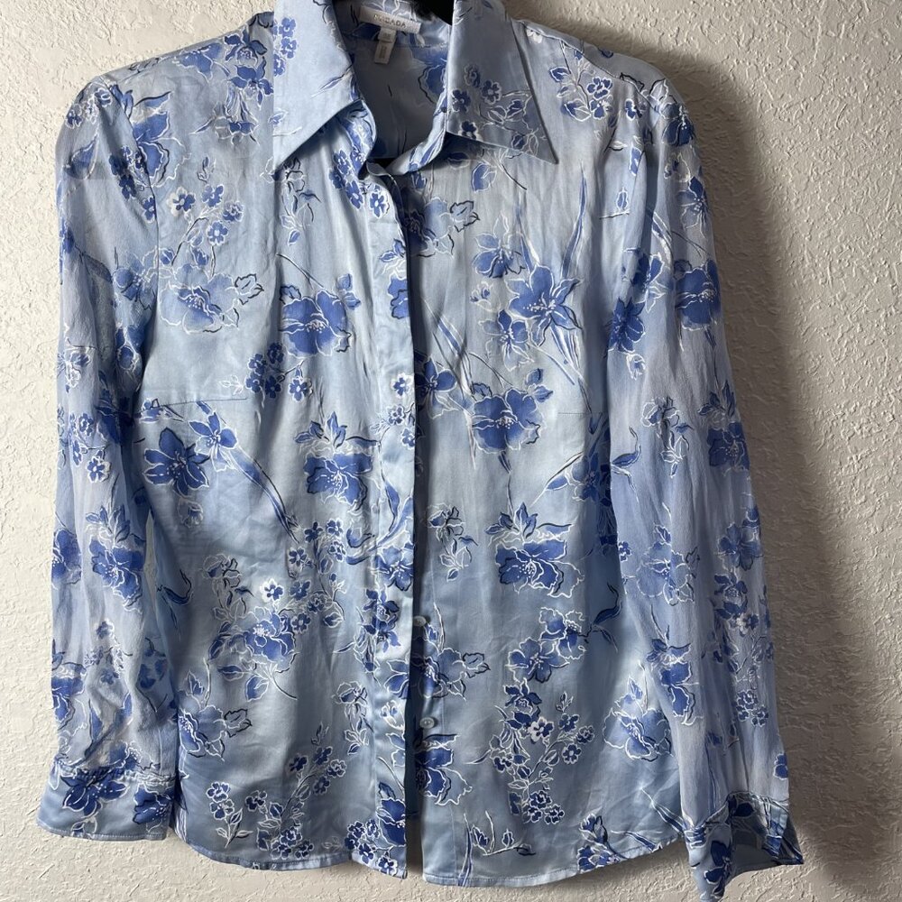 Escada Blue Floral Blouse